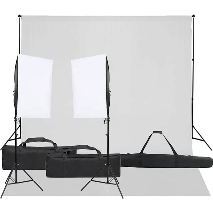 vidaXL - Fotostudioset - met - verlichtingsset - en - achtergrond