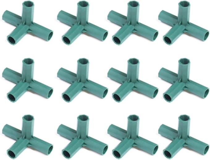 12 Stuks 16mm 4-Weg PVC Fittingen voor Kassen en Tuinconstructies