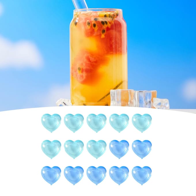 Lot de 15 glaçons réutilisables en forme de cœur, mignons, en plastique, lavables et recongelables, pour la fabrication