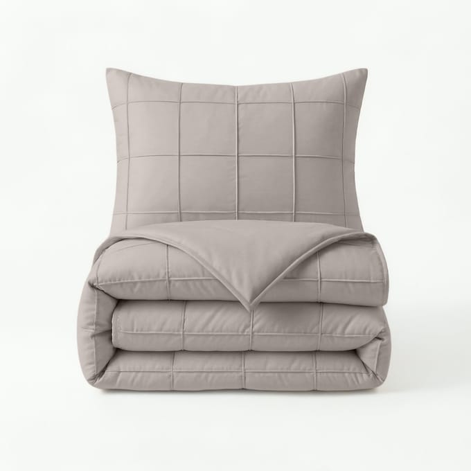 Check Pintuck Taupe/Grey 200 x 220