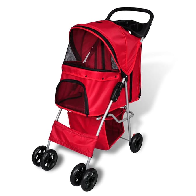 Poussette pour Animaux de Compagnie Chiens Rouge