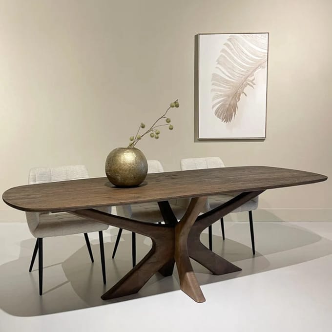 Ovale Eettafel Mangohout Bruin – - Bruin - Novihome