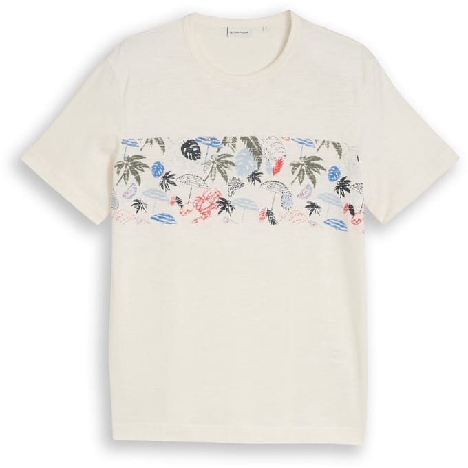 Gemêleerde T-shirt met een zomerse print op de borst Tom Tailor