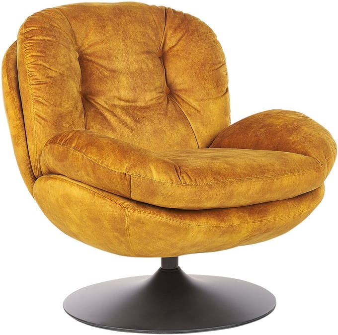 NOLVIK - Fauteuil - Mosterdgeel - Fluweel