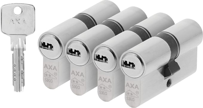 AXA Dubbele veiligheidscilinders (Comfort) 30-30 mm:  4 stuks gelijksluitend - SKG**