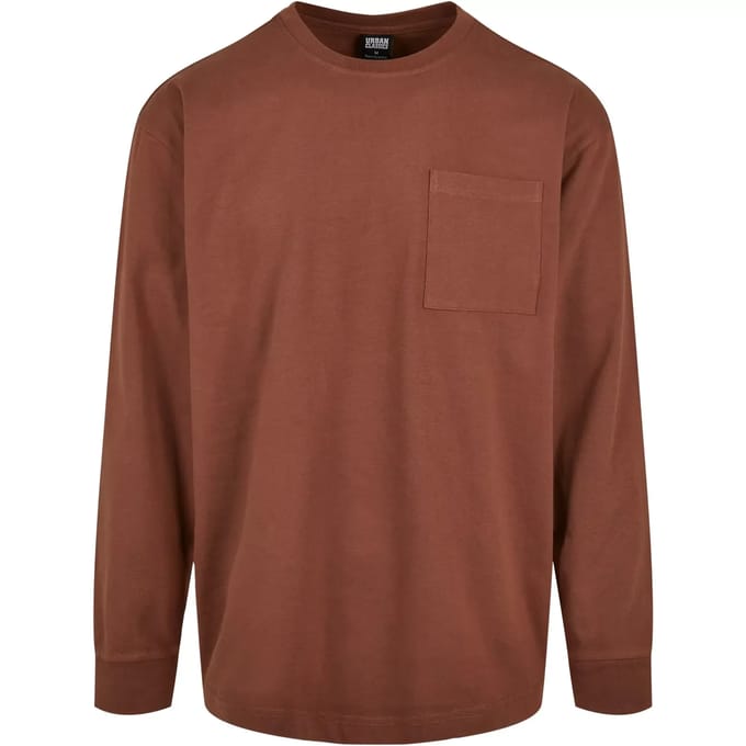 Urban Classics - Heavy Oversized Pocket Longsleeve shirt - S - Bruin