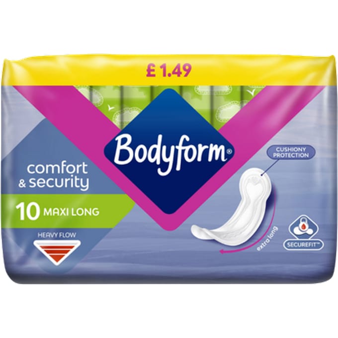 Bodyform Comfort & Security Maxi Long Maandverband - 10 stuks