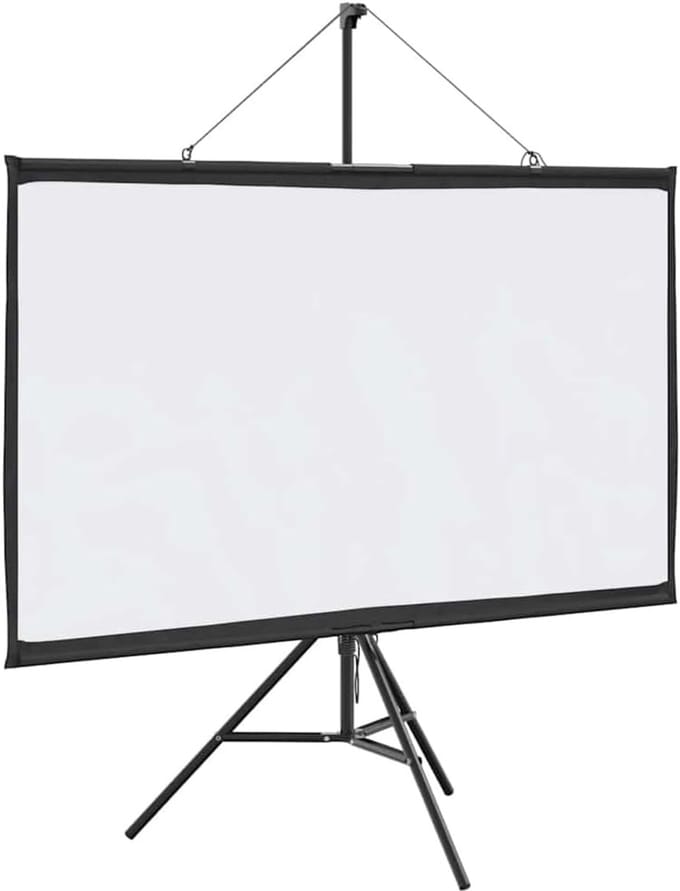 Projectiescherm met statief - Mobiel scherm - Thuisbioscoop presentaties - Gelijkmatige lichtspreiding - 60 inch 16:9 - Mat wit