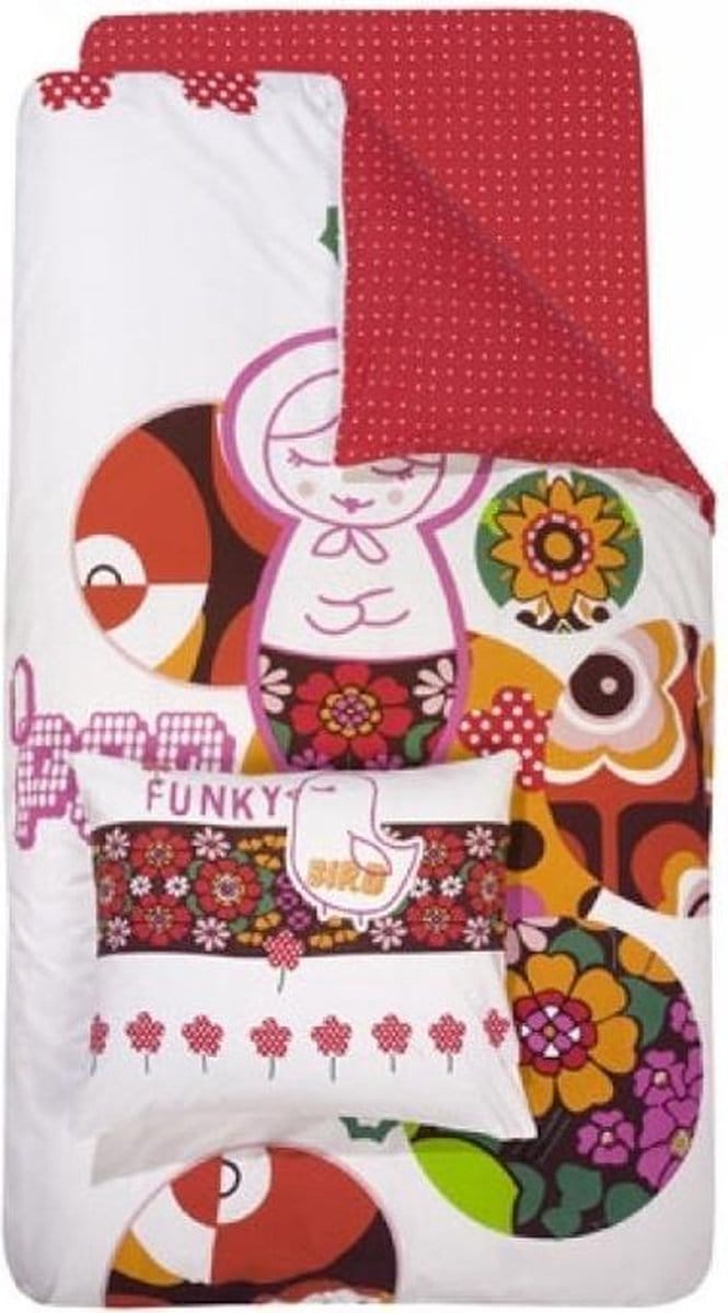 Damai Funky Bird Dekbedovertrek - Eenpersoons - 140x200 cm - White