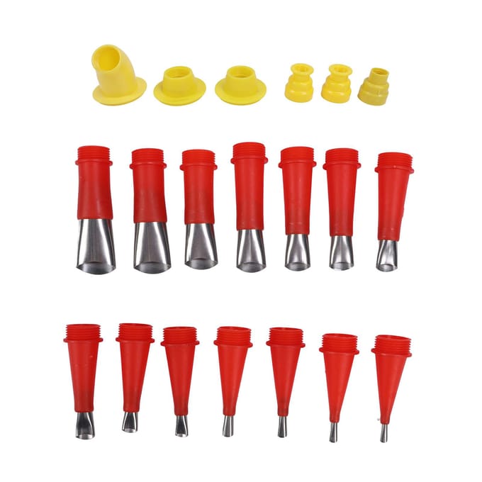 Set van 20 stuks Kitmondstuk Herbruikbare RVS Kitmondstuk Applicators met 6 stuks Aansluiting yellow