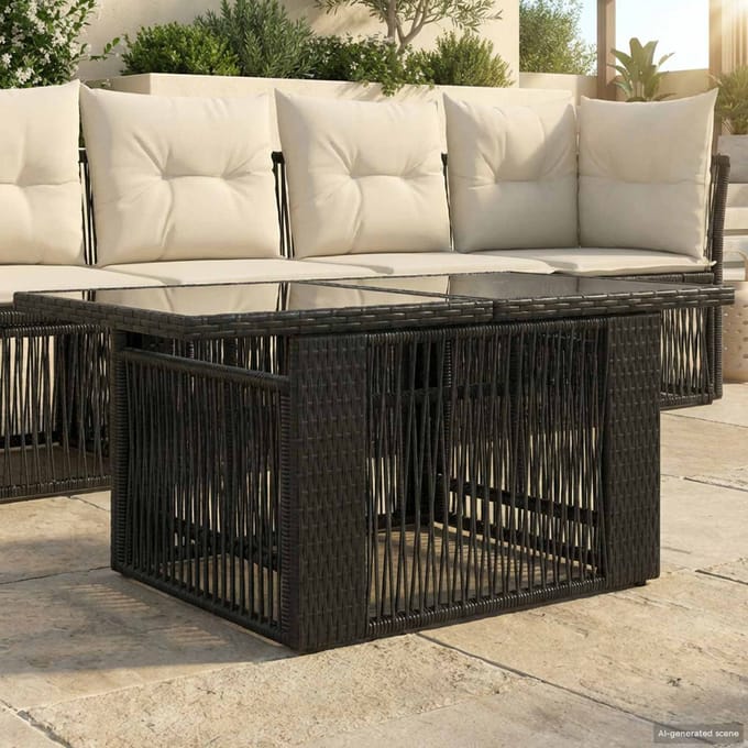 vidaXL - Tuinstoel - met - opklapbare - tafel - Zwart - 100 - x - 55 - x - 37 - cm
