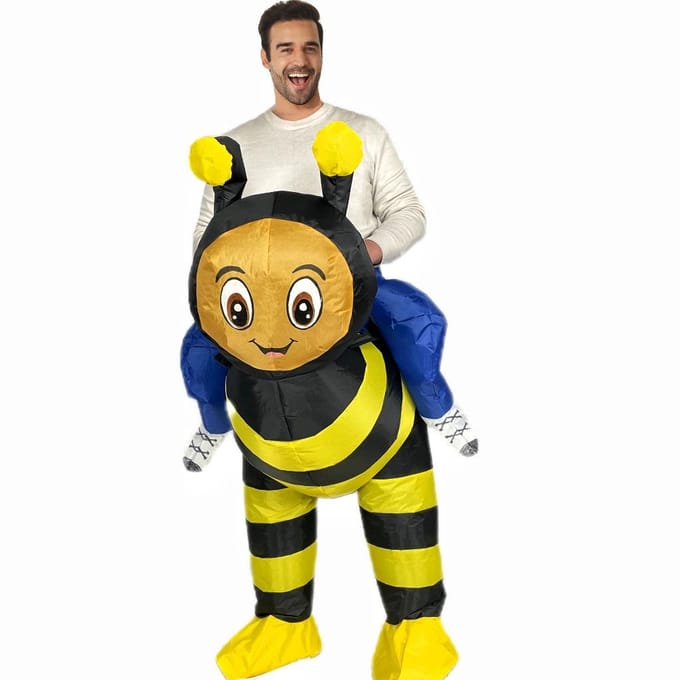 Grappig wesp opblaaskostuum, voor volwassenen 150-190cm geel