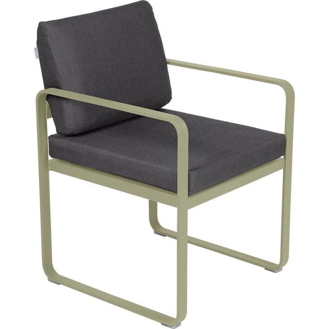 Fermob BELLEVIE fauteuil voor de eethoek - 65 lindegroen mat - A3 grafietgrijs