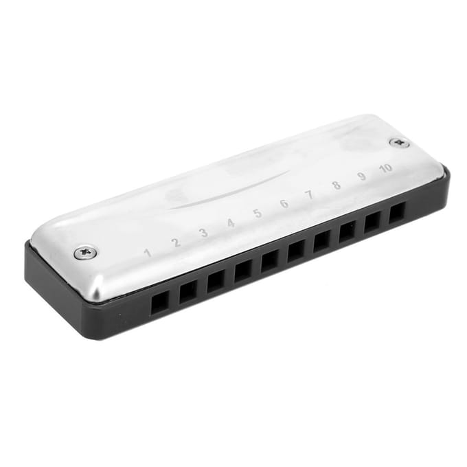 Harmonica Blues 10 Trous Harmonica Tonalité de Ré Acier Inoxydable Résine ABS Instrument à Vent Noir white