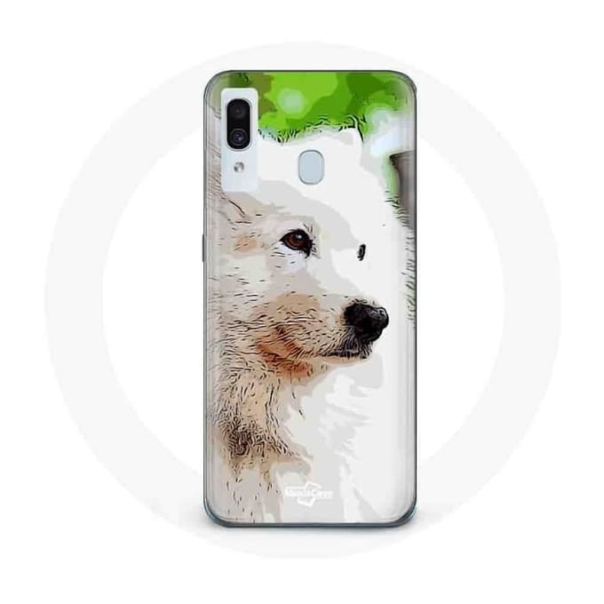 Coque - Samsung - Galaxy A20 - Souple - Chien Samoyède - Blanc blanc