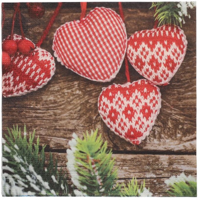15x 20 Servetten 3-laags 1/4 vouw 33 cm x 33 cm Mes Coeurs