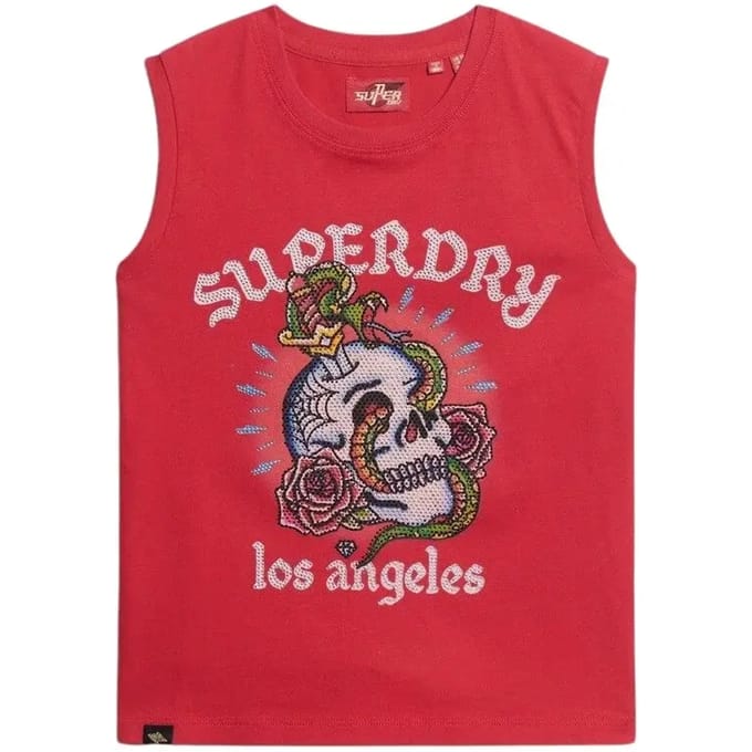Superdry - Tattoo Rhinestone-hemdje - Dames - Vesten