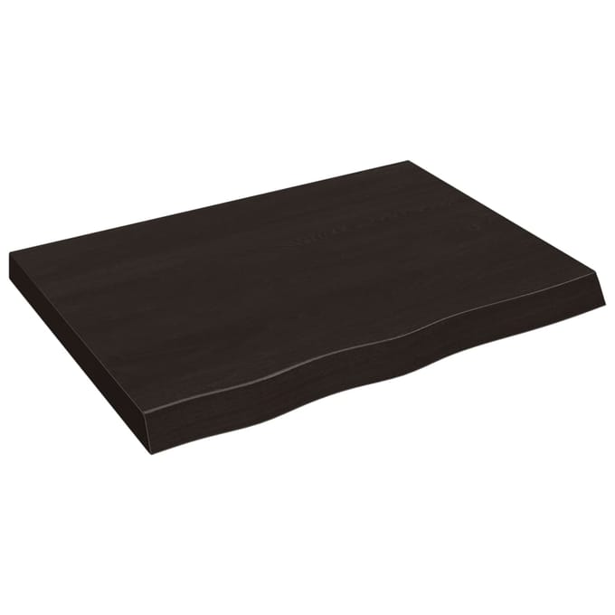 vidaXL - Wastafelblad - 80x60x(2-6) - cm - behandeld - massief - hout - donkerbruin