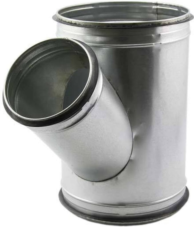 T-stuk Ã˜ 250mm - Ã˜ 200mm voor spirobuis (45Â°)