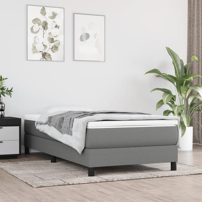 vidaXL - Boxspring - bed - 90x200 - cm - stof - donkergrijs