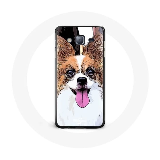 Case voor Samsung Galaxy J7 2016 Continental Miniatuur Spaniel Butterfly Puppy Wit en Bruin