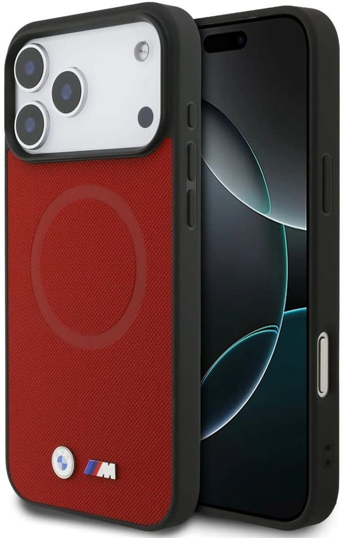 BMW Back Cover - iPhone 17 Pro Max - Rood - MagSafe-compatibel - Full Wrapped Leather Case