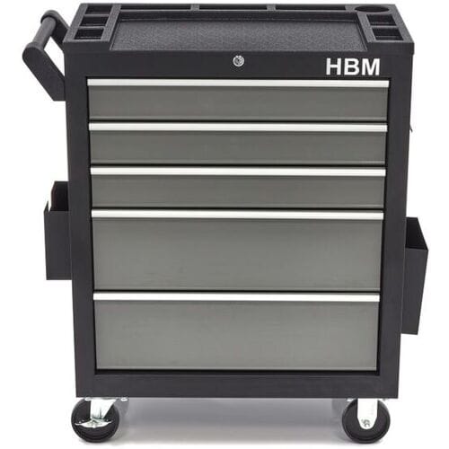 HBM deluxe gereedschapswagen, 5 laden, Klein, zwart, grijs