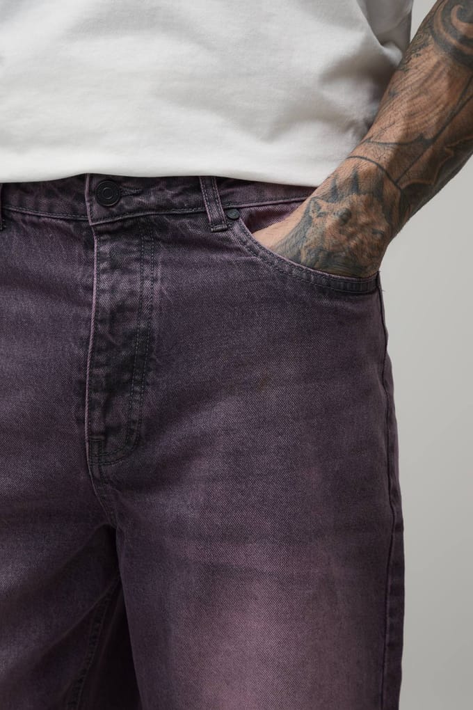Lange Relaxed Getinte Jeans | Pink | Size 30