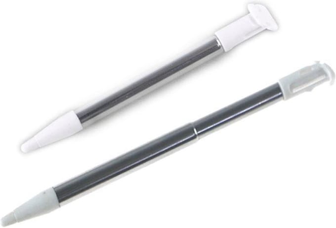 2x Inschuifbare Aluminium Stylus Pen geschikt voor New Nintendo 2DS XL Wit