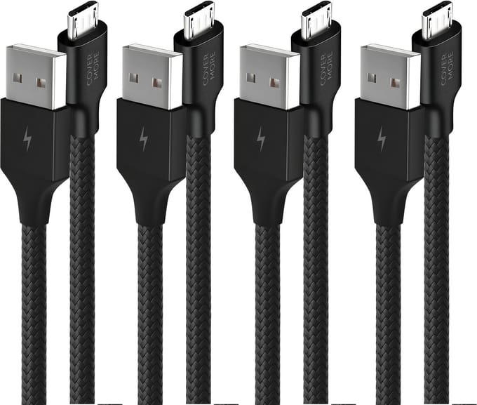 Voordeelbundel Micro usb kabels - 1m - 4 stuks - 5v 2.4a - Oplaadkabel - Stevig - Zwart