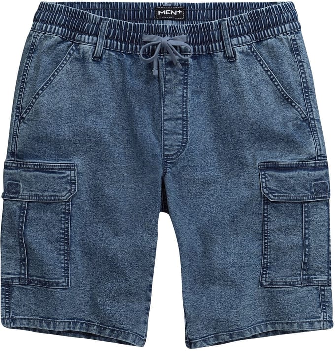 Men Plus - Heren - Jeans-cargobermuda - Blauw denim - Maat 52