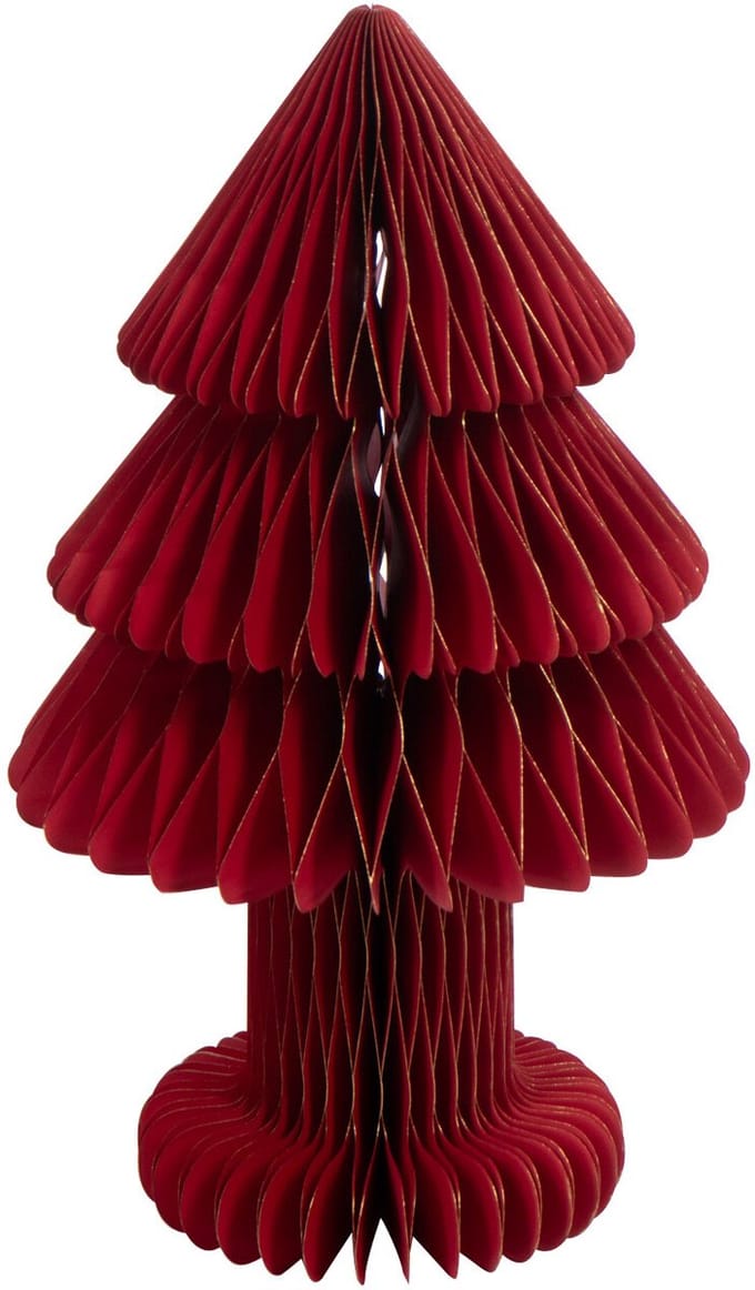 J-Line decoratie Kerstboom Vouwbaar - papier - kerstrood - medium