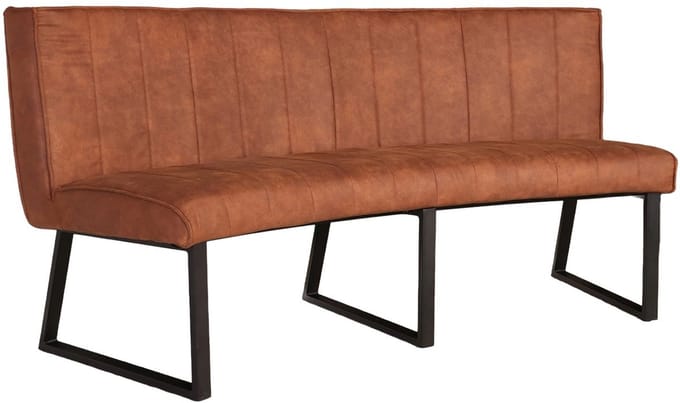 Eetkamerbank Menzo ovaal 180cm cognac microvezel ovale eetbank