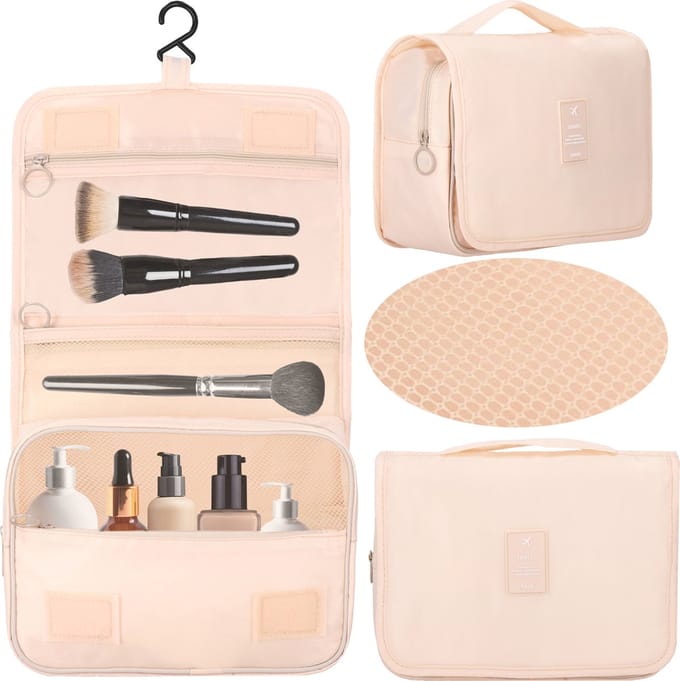 Springos Make Up Tas - Toilettas - Cosmetica - 23x19x9,5 cm- Beige