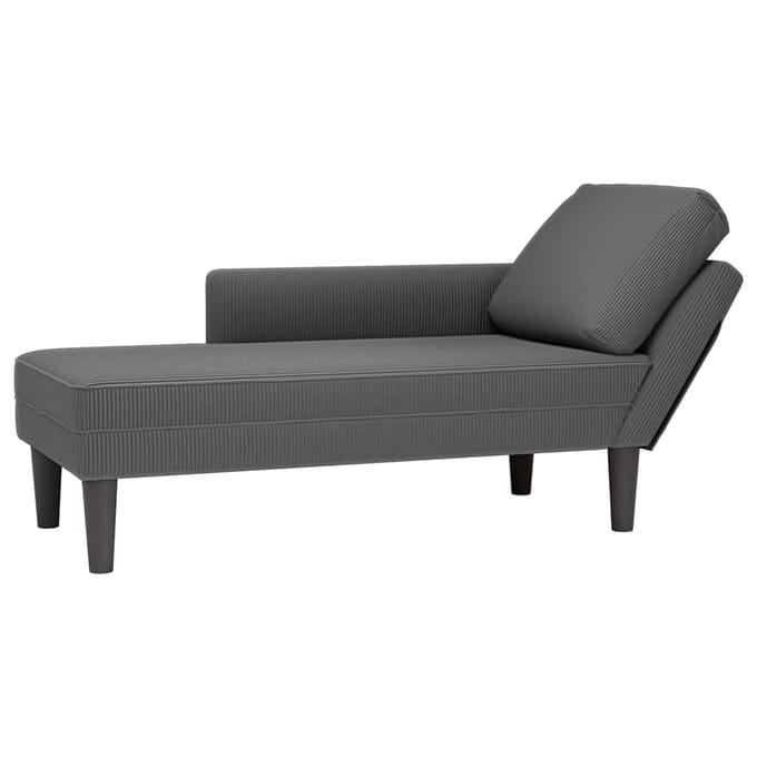 vidaXL - Chaise - longue - met - kussen - corduroy - stof - donkergrijs