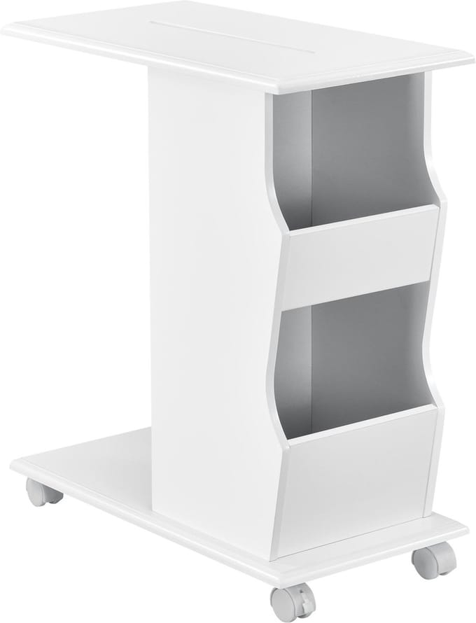 Bijzettafel op wielen met remmen MDF wit