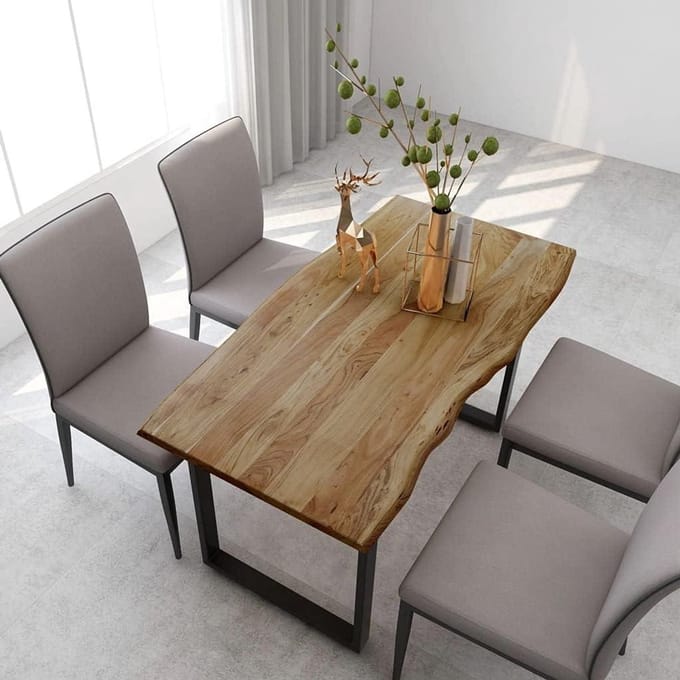 Eettafel - Keukentafel - Samen Eten - Massief Acaciahout - 140x70cm - Zwart