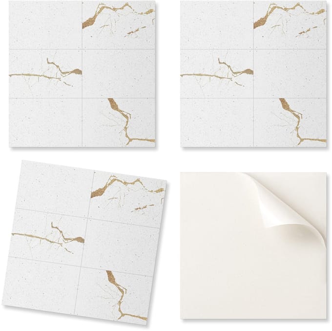 Set vinyltegels met patroon, zelfklevend, modern marmerpatroon, 9x30x30 cm