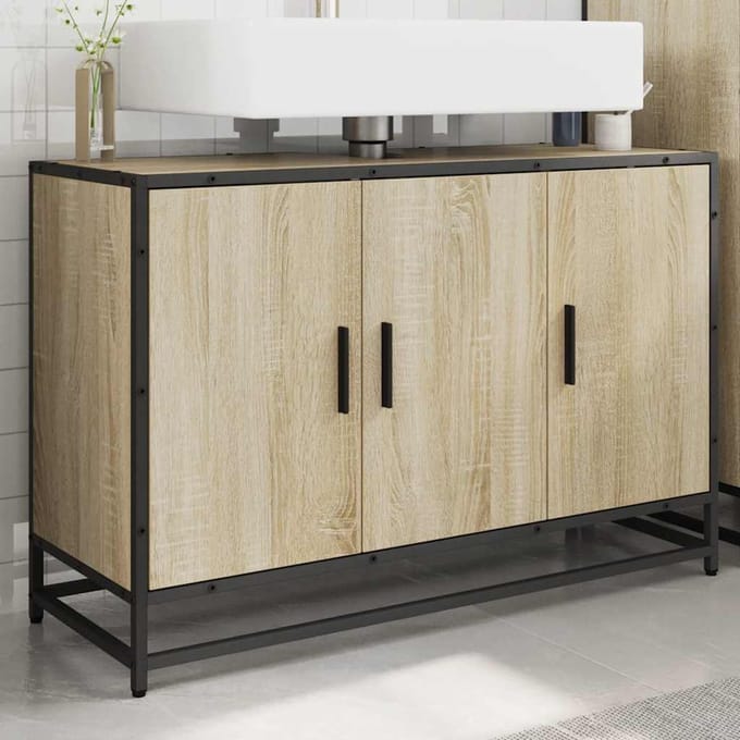 vidaXL - Wastafelkast - Sonoma - eiken - 90x33x60 - cm - bewerkt - hout