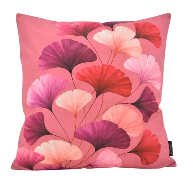 NOVÉE Sierkussen ginkgo pink | 45x45 cm | katoen/polyester