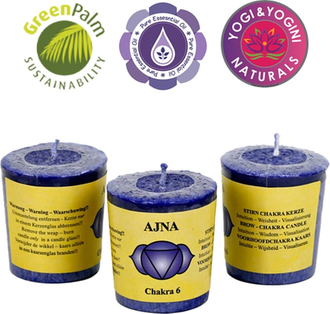 Geurkaarsje 6e chakra - 3 stuks - 4.5x4cm - Indigo