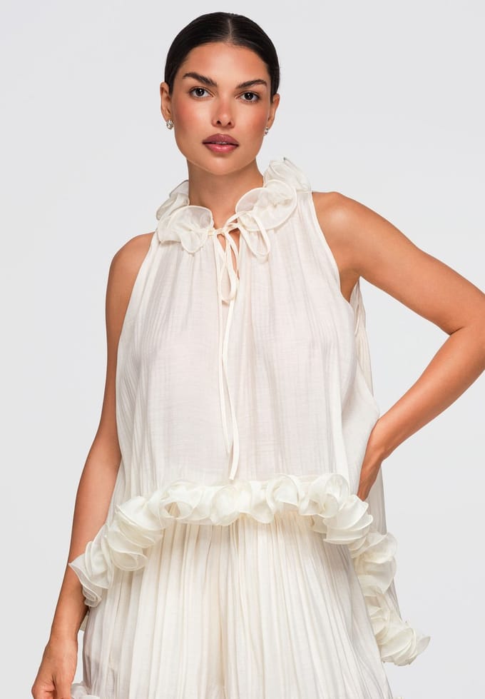 OMBRE Blouse - Regular Fit - Viscose - Mouwloos Ecru S/M