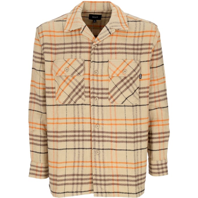 Westridge geweven overhemd havermout herenshirt met lange mouwen