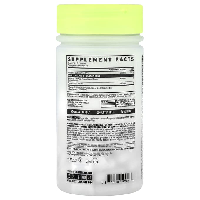 Basis, Vitamine C + Glutathion, 60 Plantaardige Capsules