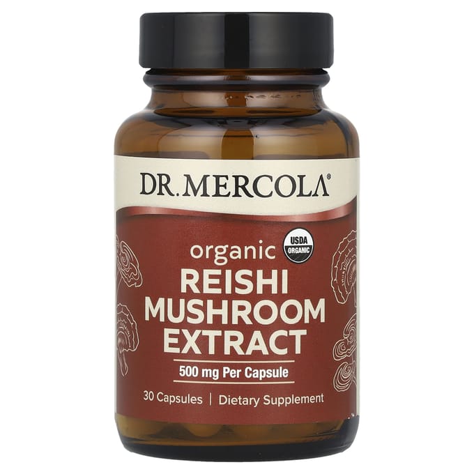 Dr. Mercola, Biologisch Reishi Paddenstoelenextract, 500 mg, 30 Capsules