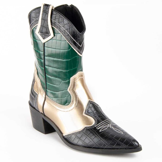 Botín Cowboy De Tacón Para Mujer.  Montevita  Botinia8  100633 35 groen