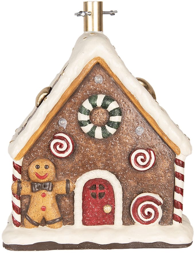 Clayre & Eef Kerstboom Standaard Gingerbread house 37x26x47 cm Bruin Keramisch materiaal