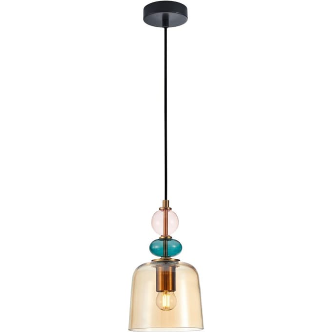 Namos Hanglamp Messing Amber Glas Modern - E27