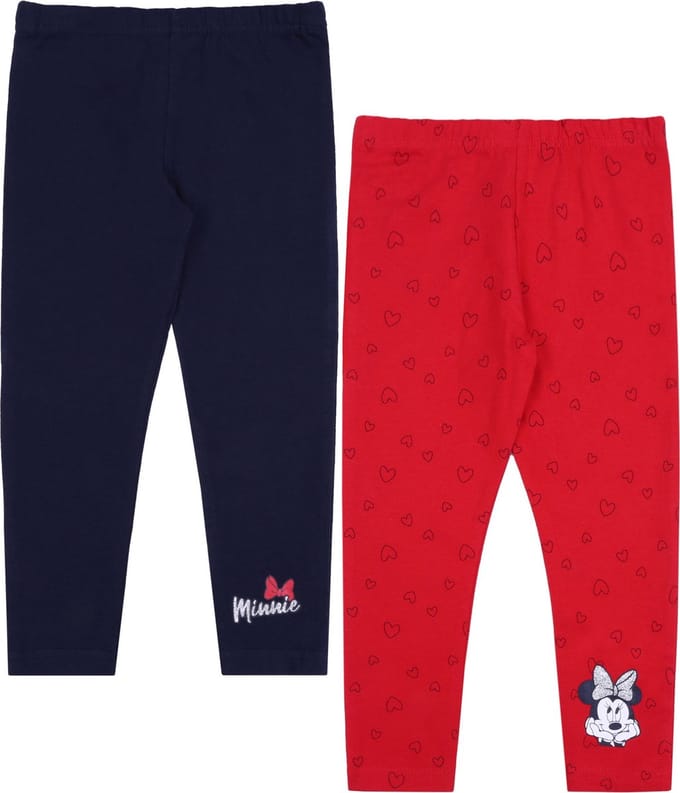 2x Rode en marineblauwe legging, Minnie Mouse legging