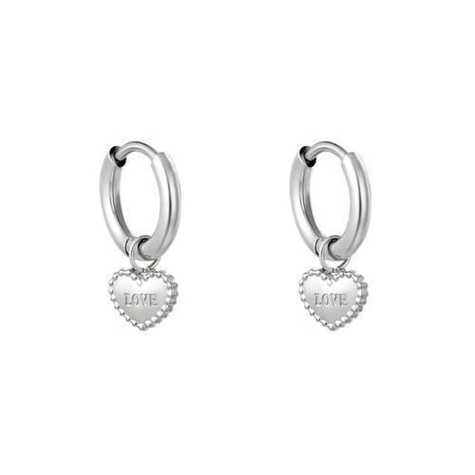 Yehwang Oorhanger Hoop Hart Love Zilver 0288954-118